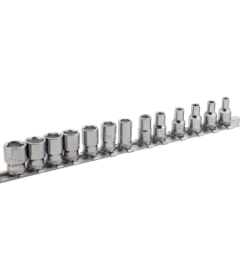 Juego de vasos con cuadrado de 1/4" con perfil hexagonal