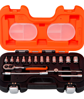 Juego de vasos con cuadrado de 1/4" imperial y carraca