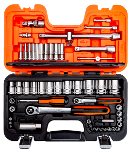 Juego de copas de mando de 1/4" y 1/2" 55 Piezas