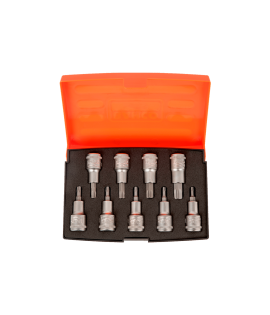 Juego de copas cortas de 1/2" con punta Torx 9 Piezas