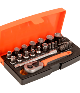 Juego de vasos de 1/4" y perfil hexagonal métrico