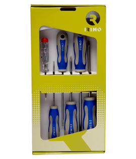 Juego de 6 destornilladores 2 estrella 3 pala y 1 tester